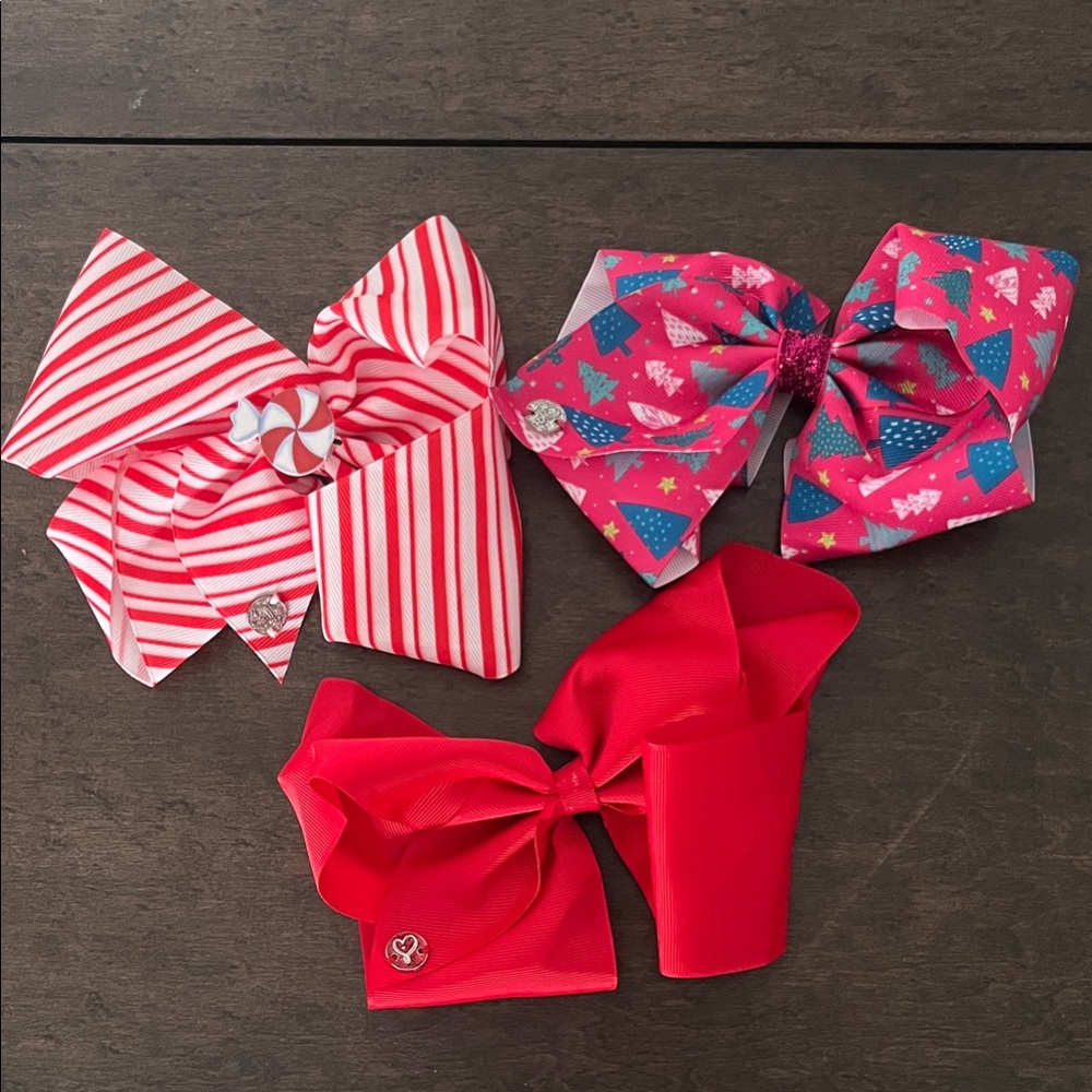 Jojo Siwa Red & Pink Christmas Holiday Hair Bows - Pack of 3